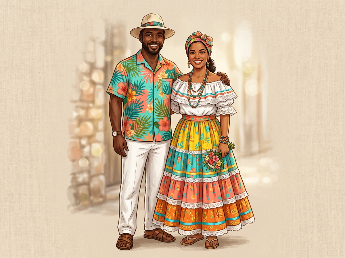 Local people in the traditional dress of Aruba