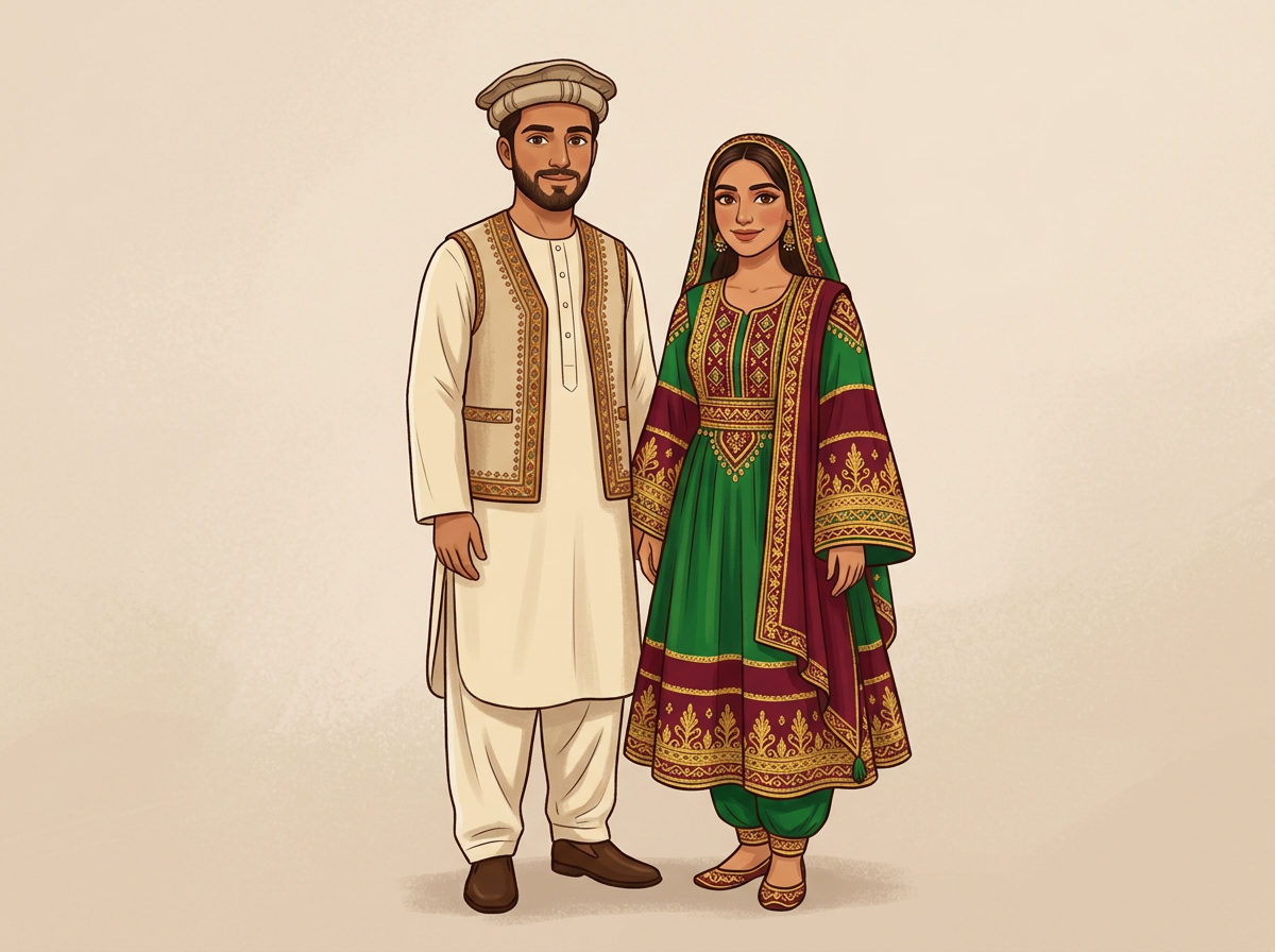 Local people in the traditional dress of Afghanistan