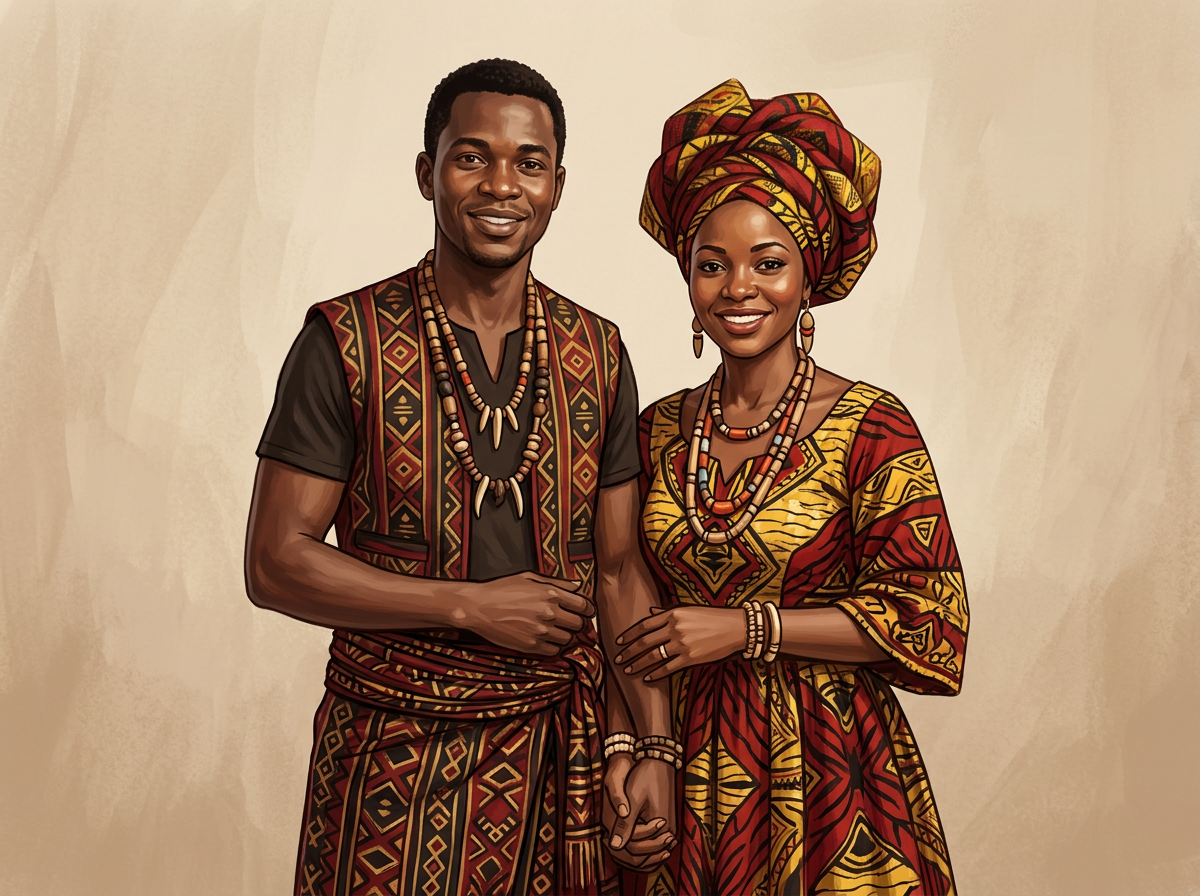 Local people in the traditional dress of Angola