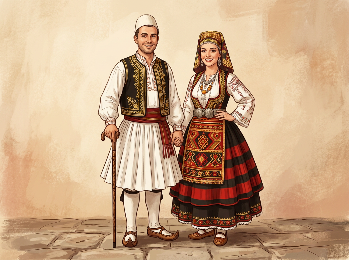 Local people in the traditional dress of Albania