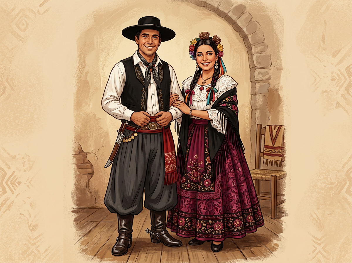 Local people in the traditional dress of Argentina