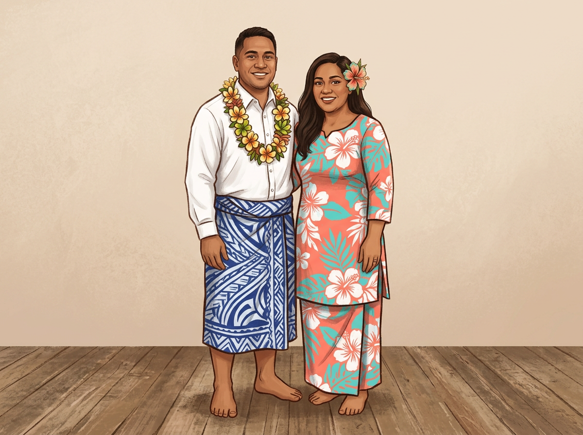 Local people in the traditional dress of American Samoa