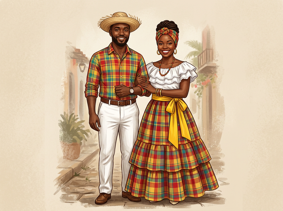 Local people in the traditional dress of Antigua and Barbuda