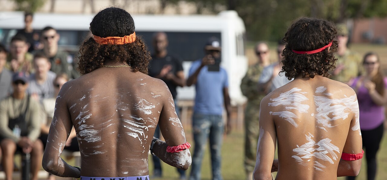 Local people in the traditional dress of Australia