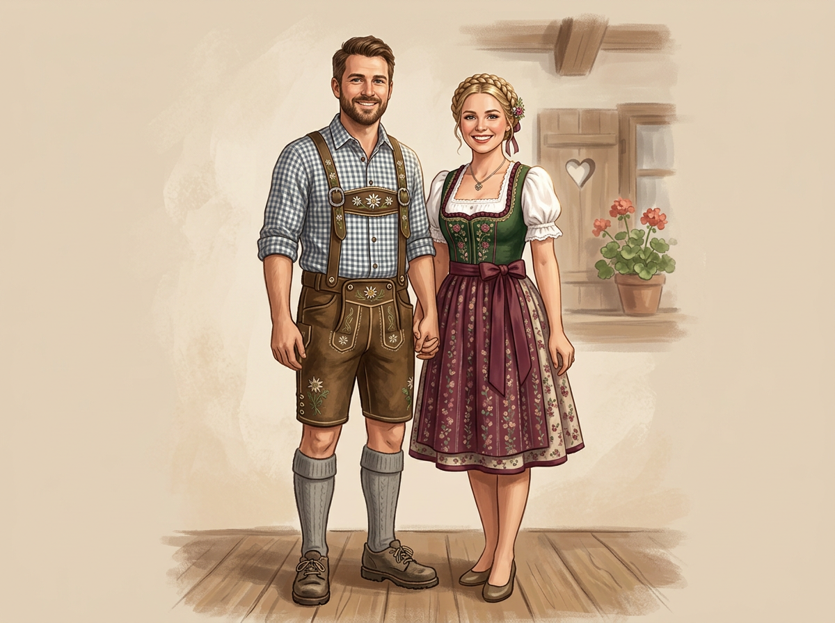 Local people in the traditional dress of Austria