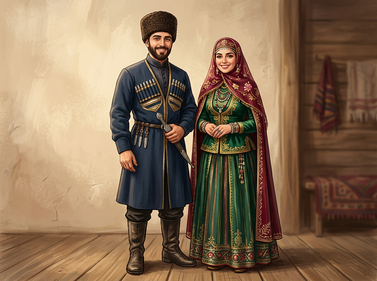 Local people in the traditional dress of Azerbaijan