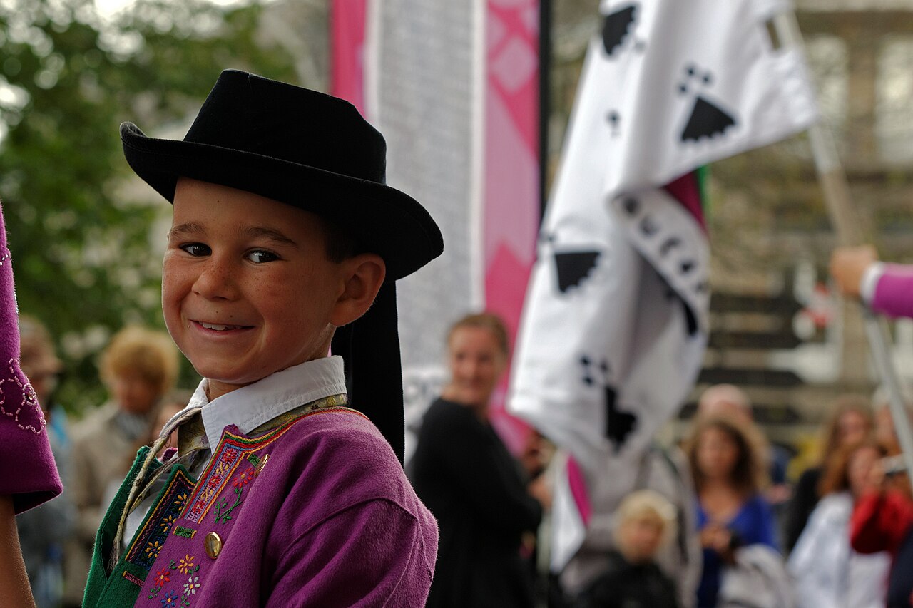 Local people in the traditional dress of France