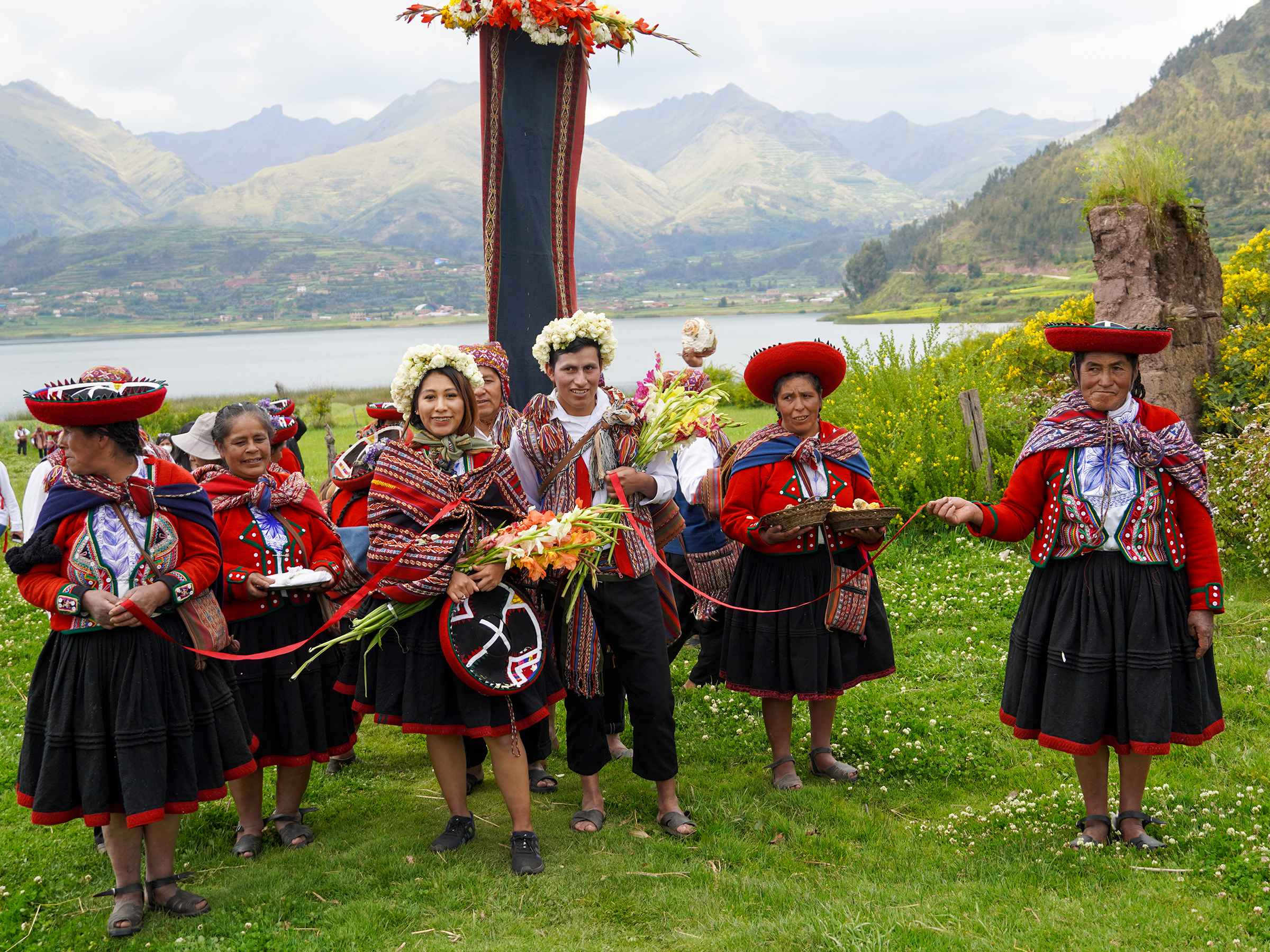 Local people in the traditional dress of Peru