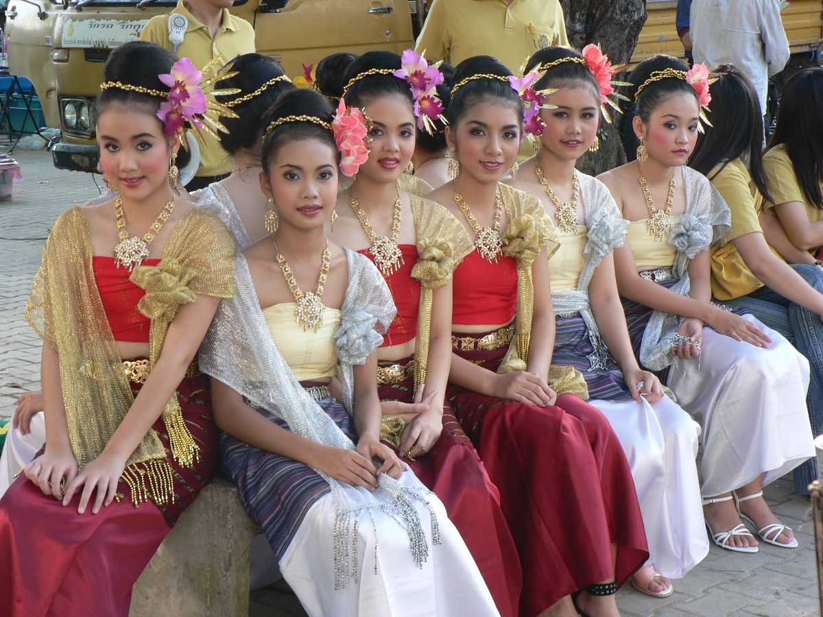 Local people in the traditional dress of Thailand